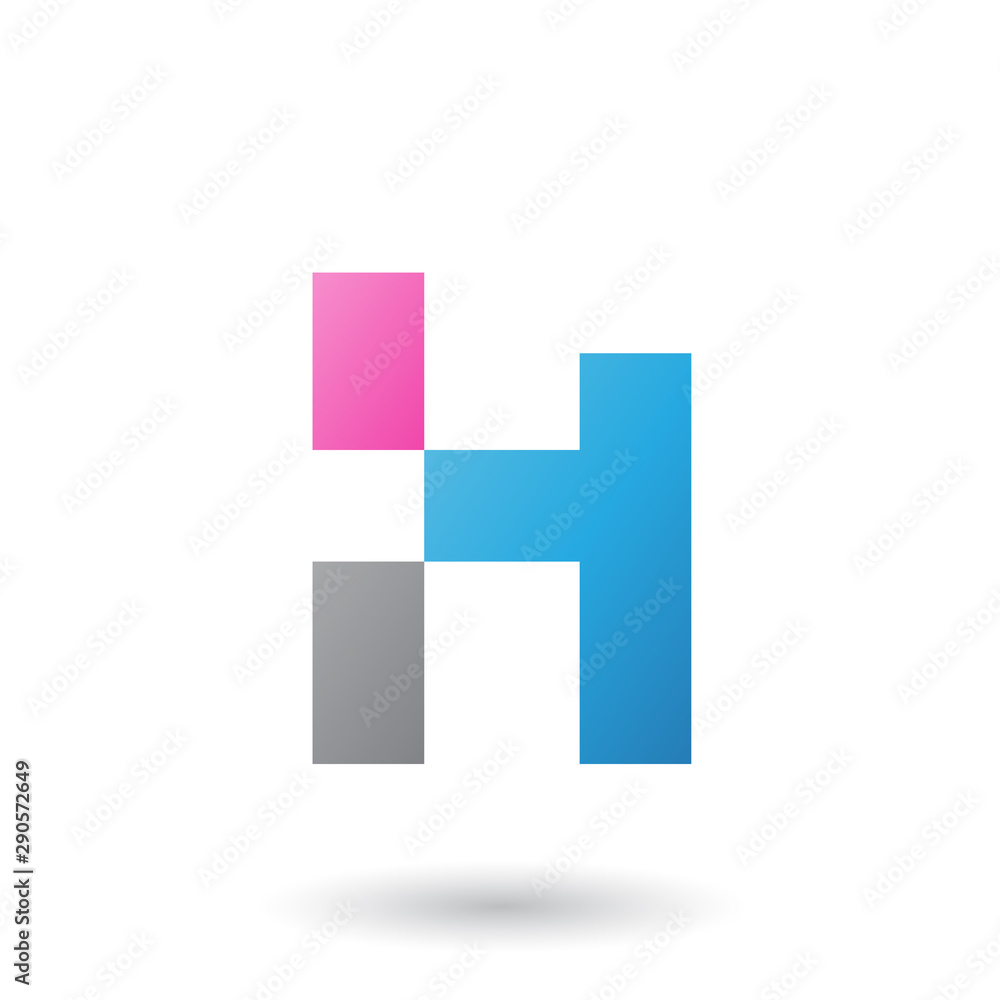Blue Letter H with Rectangular Shapes Illustration Blue Letter H with Rectangular Shapes Illustration