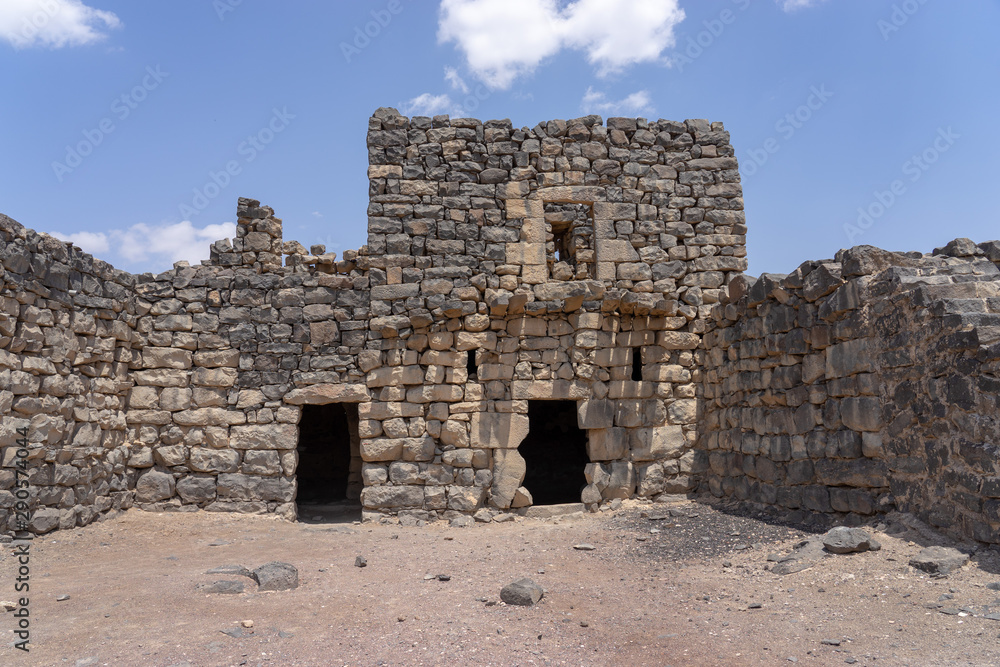 Castle Qazr Al-Azraq - one of the Jordan desert castles. Used by Lawrence of Arabia as a base during the Arab Revolt. Castle Qazr Al-Azraq - one of the Jordan desert castles. Used by Lawrence of Arabia as a base during the Arab Revolt.