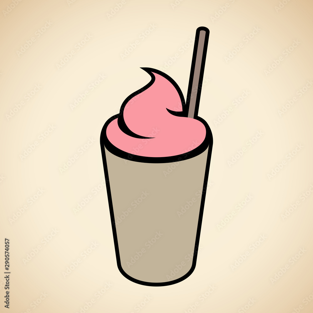 Brown and Pink Milkshake with a Straw Icon isolated on a Beige Background Illustration Brown and Pink Milkshake with a Straw Icon isolated on a Beige Background Illustration