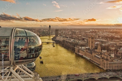 The view of london from a car in the giant ferris wheel. photo