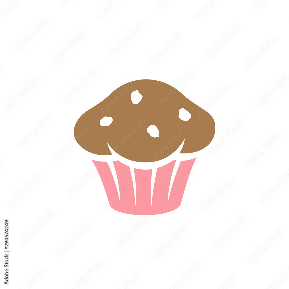 Brown and Pink Muffin Icon isolated on a White Background Illustration Brown and Pink Muffin Icon isolated on a White Background Illustration