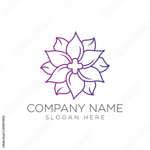 Medical cross and herbal leaf. medicine pharmacy logo