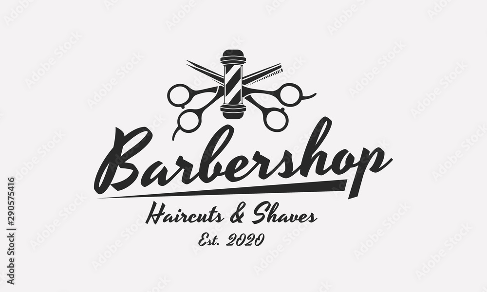 Barber Shop Logo Label Retro Illustration Stock Vector - Illustration of  cover, lettering: 144595135