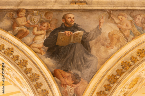 ACIREALE, ITALY - APRIL 11, 2018: The fresco of St. Ignace of Loyola in Duomo by Giuseppe Sciuti (1907). photo