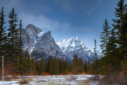 A beautiful winter day in the mountains of Kananaskis in Peter Lougheed Provincial Park, Alberta, Canada photo