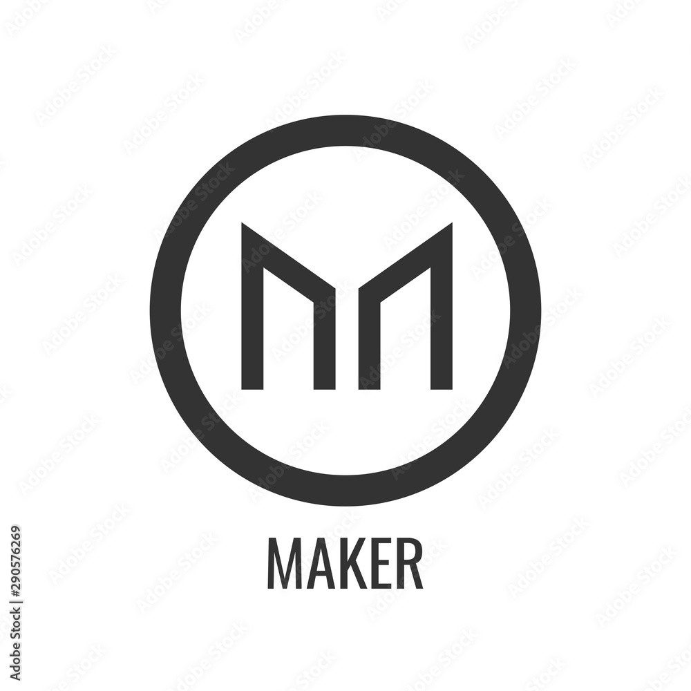 Maker coin icon. Sign payment symbol. Cryptocurrency, internet money. Vector illustration. Maker coin icon. Sign payment symbol. Cryptocurrency, internet money. Vector illustration.