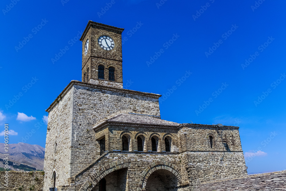 Clock tower of the castle of Gjirokastra