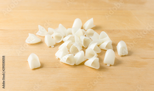 Photography variety of artificial temporary dental crowns