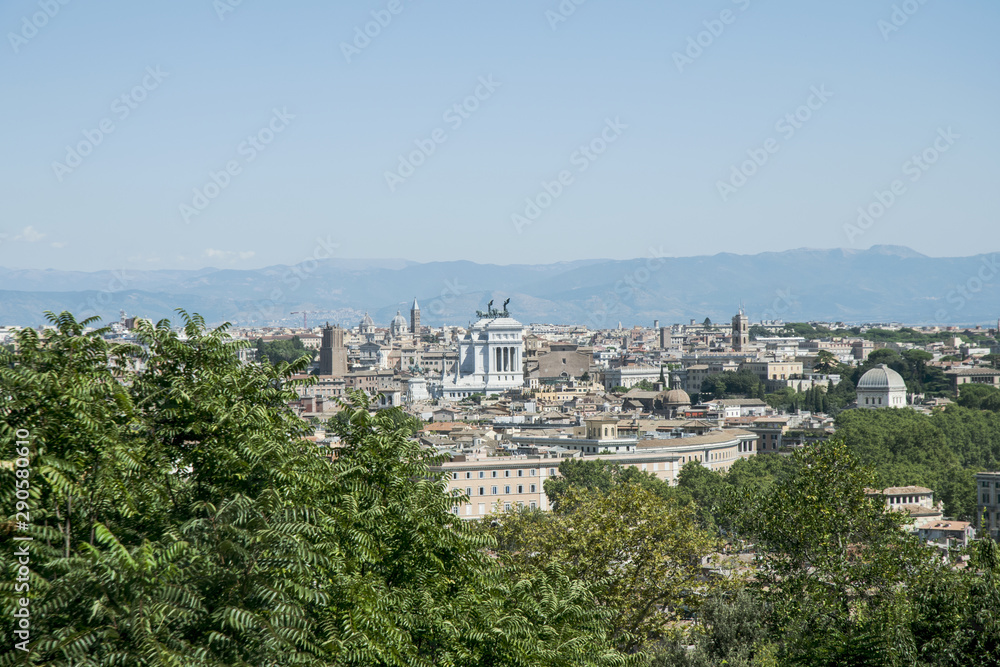 Views of Rome from the viewpoint on the Giannicolos walk daylight