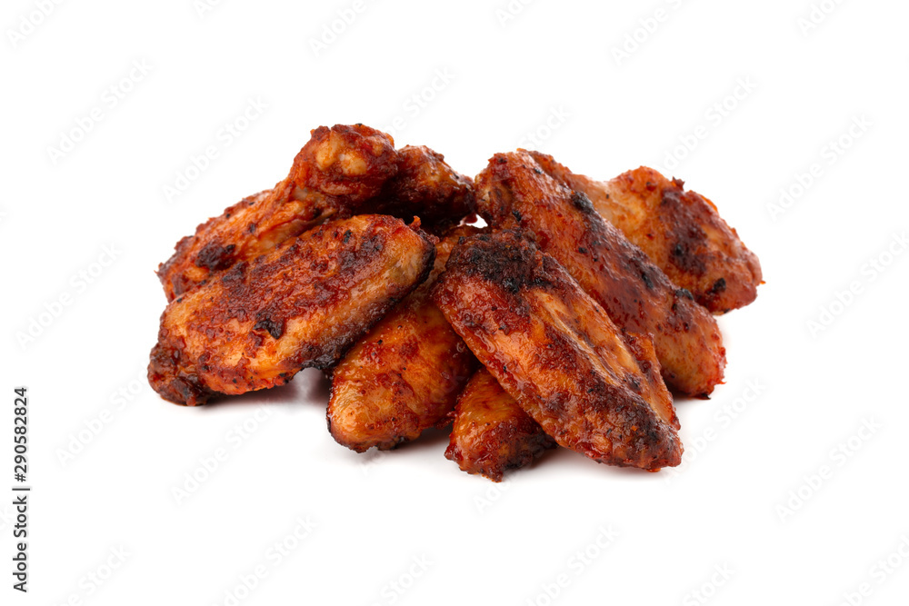 Fried wings close-up. Buffalo wings isolated on white. Fried wings close-up. Buffalo wings isolated on white.