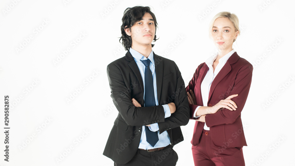 Business peoples are confident on white background Business peoples are confident on white background