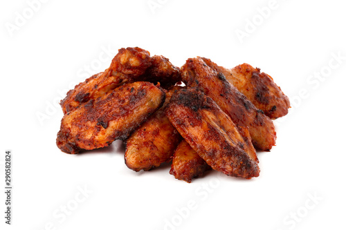 Fried wings close-up. Buffalo wings isolated on white.