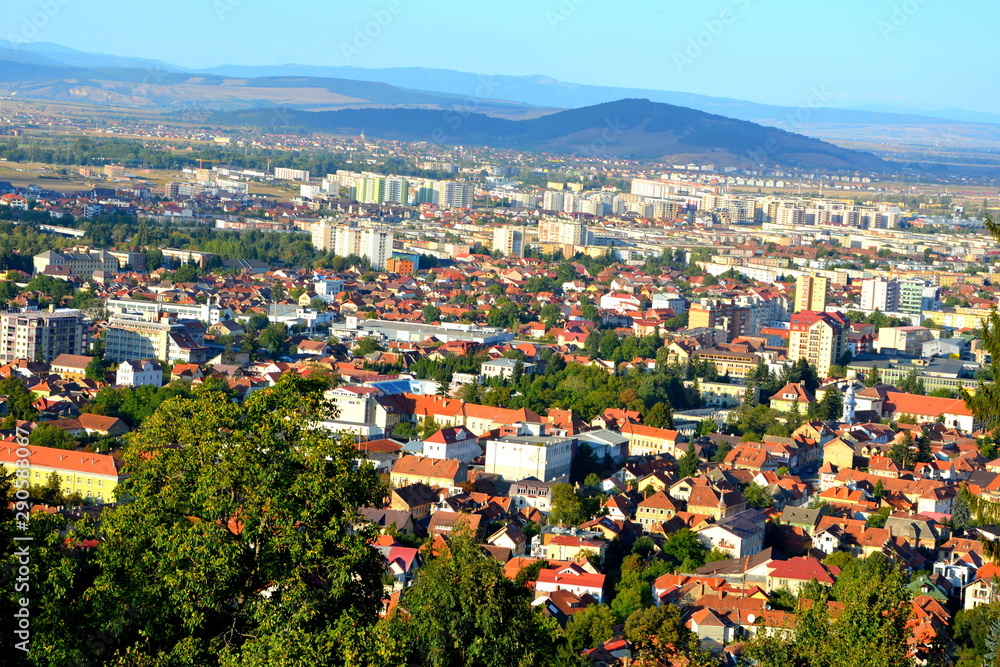Aerial view of the city Brasov, in the center of Transylvania, Romania