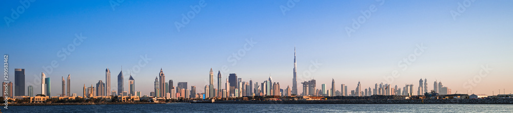 panoramic seaview during sunset of Dubai