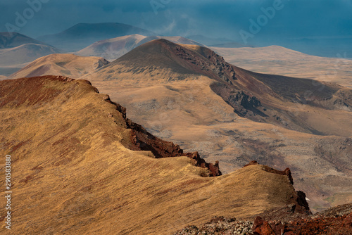 Beautiful landscape, panoramic view on the volcanic mountains. Armenia Azhdahak mountain.