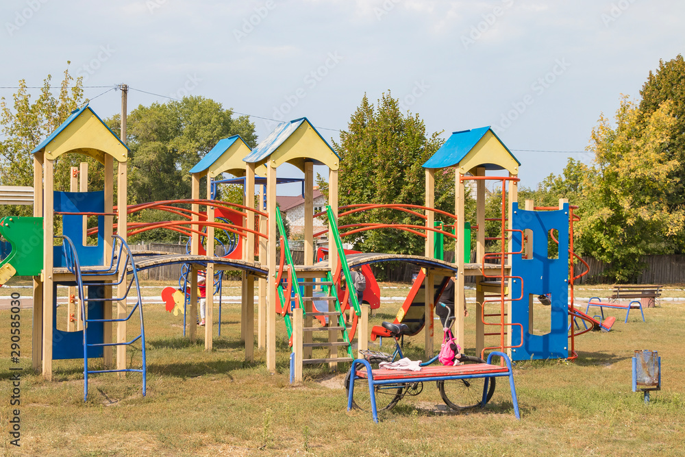 New beautiful playground on a sunny day New beautiful playground on a sunny day
