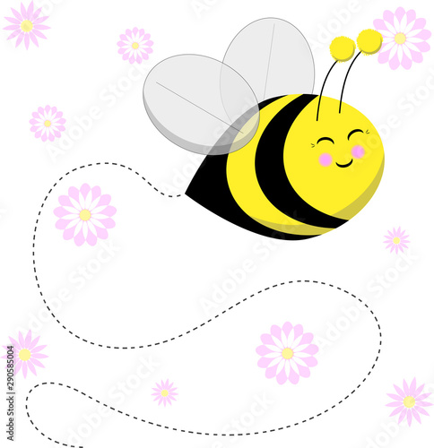Cute Busy Buzzing Yellow Honey Bee