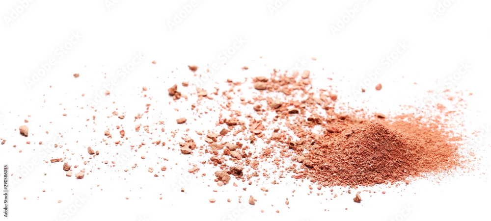 Pile face powder makeup isolated on white background 