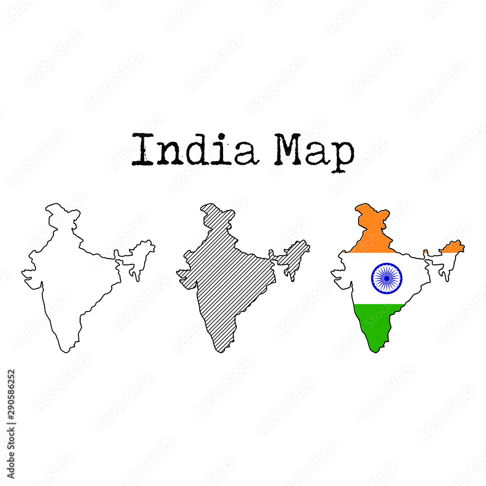 Naklejka premium India map. 3 maps design.