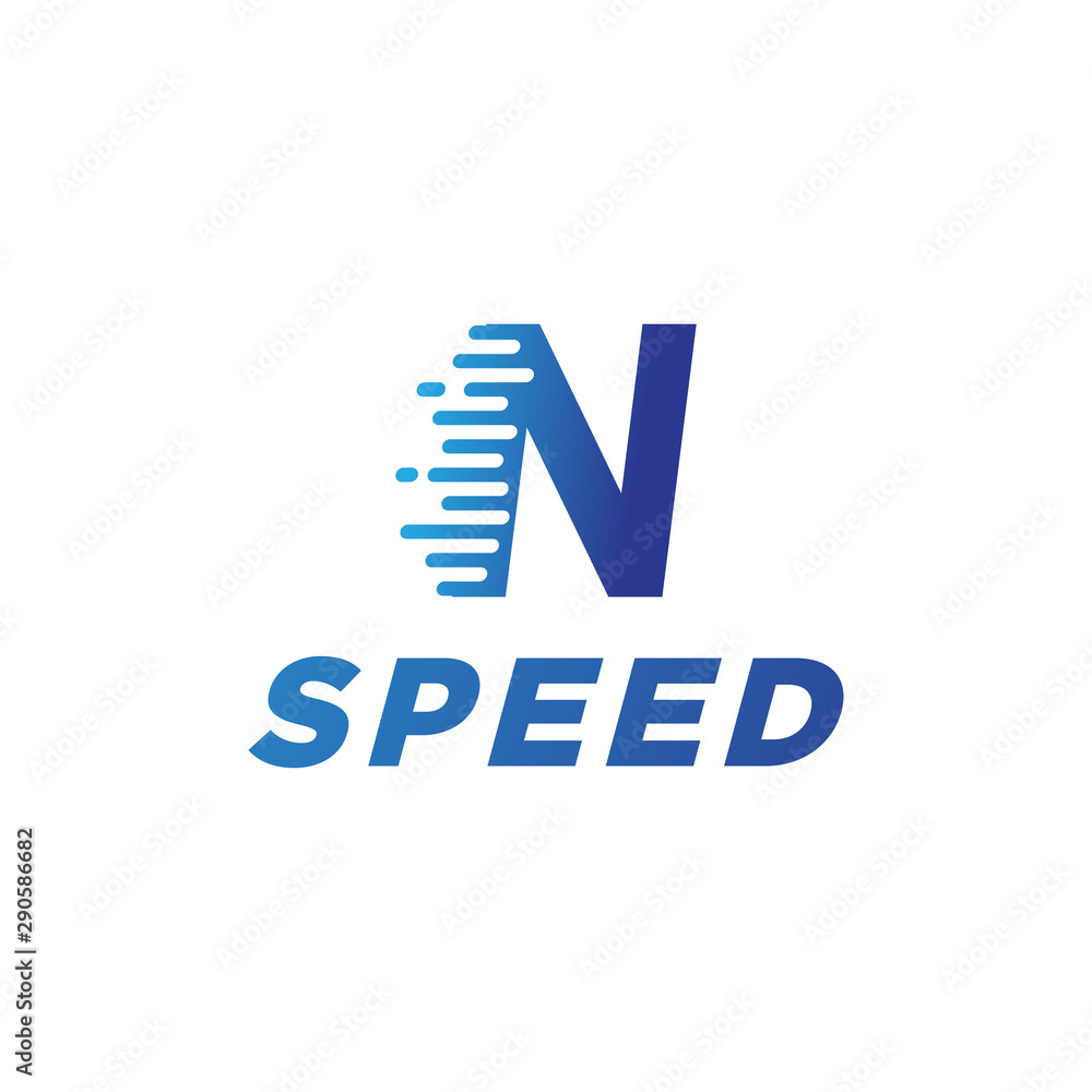 abstract vector illustration motion fast speed initial letter n icon logo template element modern design