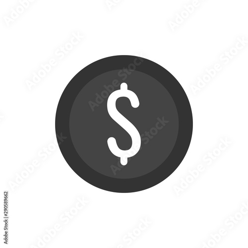 Money coin icon. Flat vector illustration.