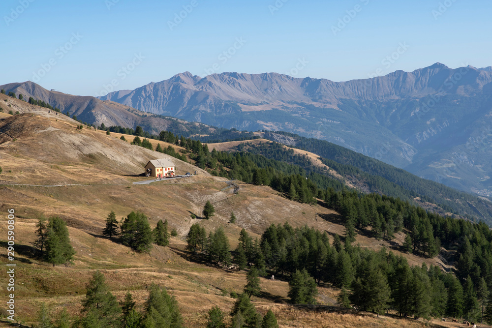 Mountain landscape with a refuge