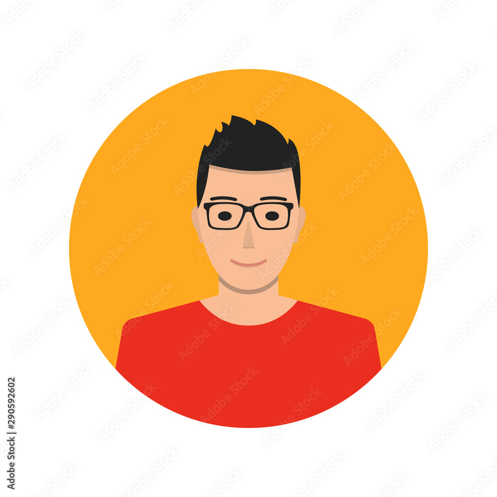 Male face avatar on white background. Flat cartoon style. Vector illustration. Male face avatar on white background. Flat cartoon style. Vector illustration.