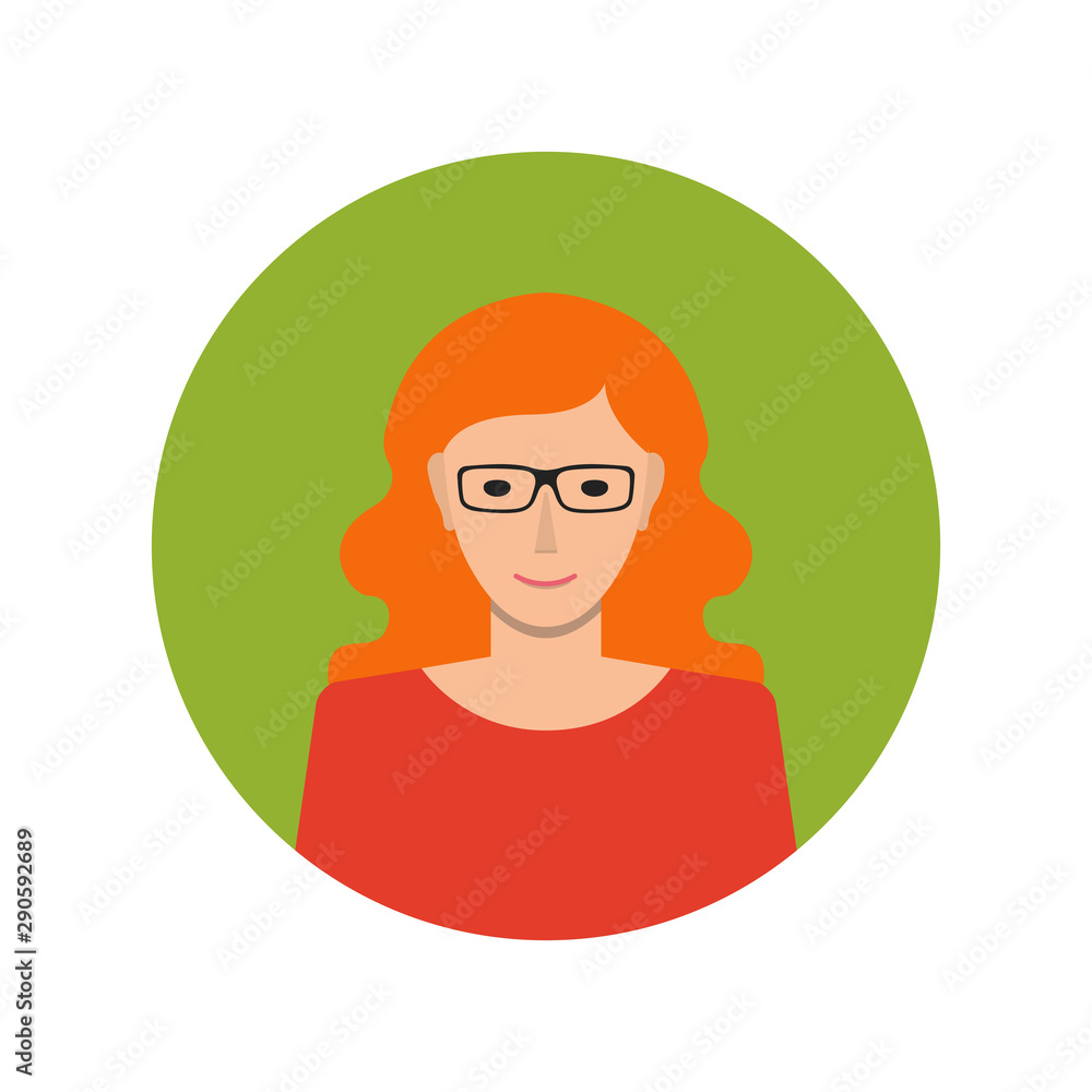 Female face avatar on white background. Flat cartoon style. Vector illustration. Female face avatar on white background. Flat cartoon style. Vector illustration.