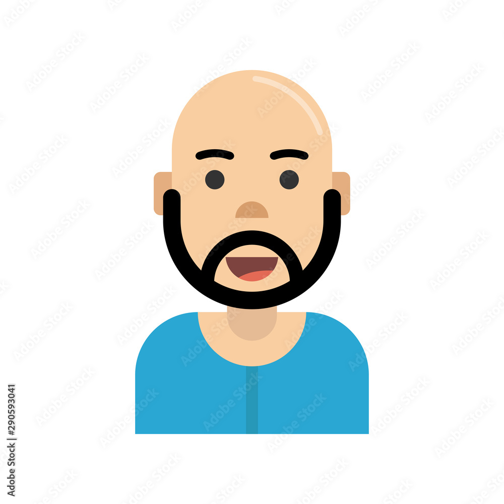 Male avatar on white background. Flat cartoon style. Vector illustration.