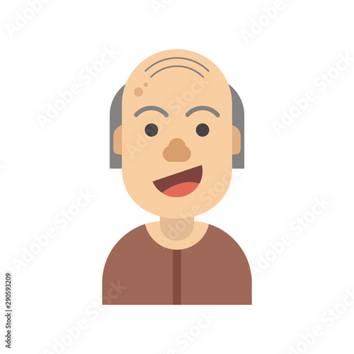 Old man avatar. Flat cartoon style. Vector illustration.