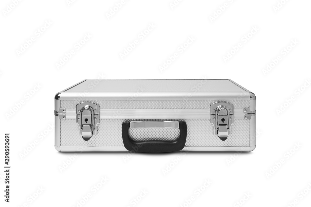Metallic suitcase isolated on white background Metallic suitcase isolated on white background