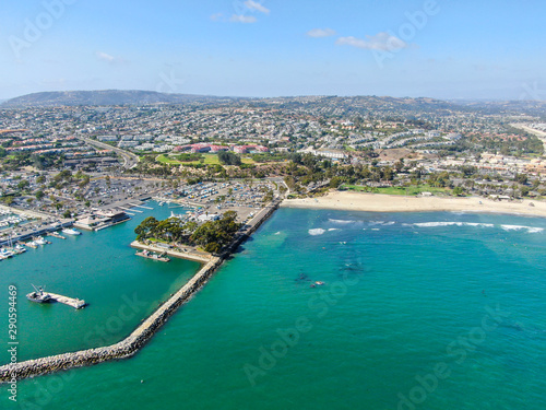 Aerial view of Dana Point Harbor town and beach © Unwind