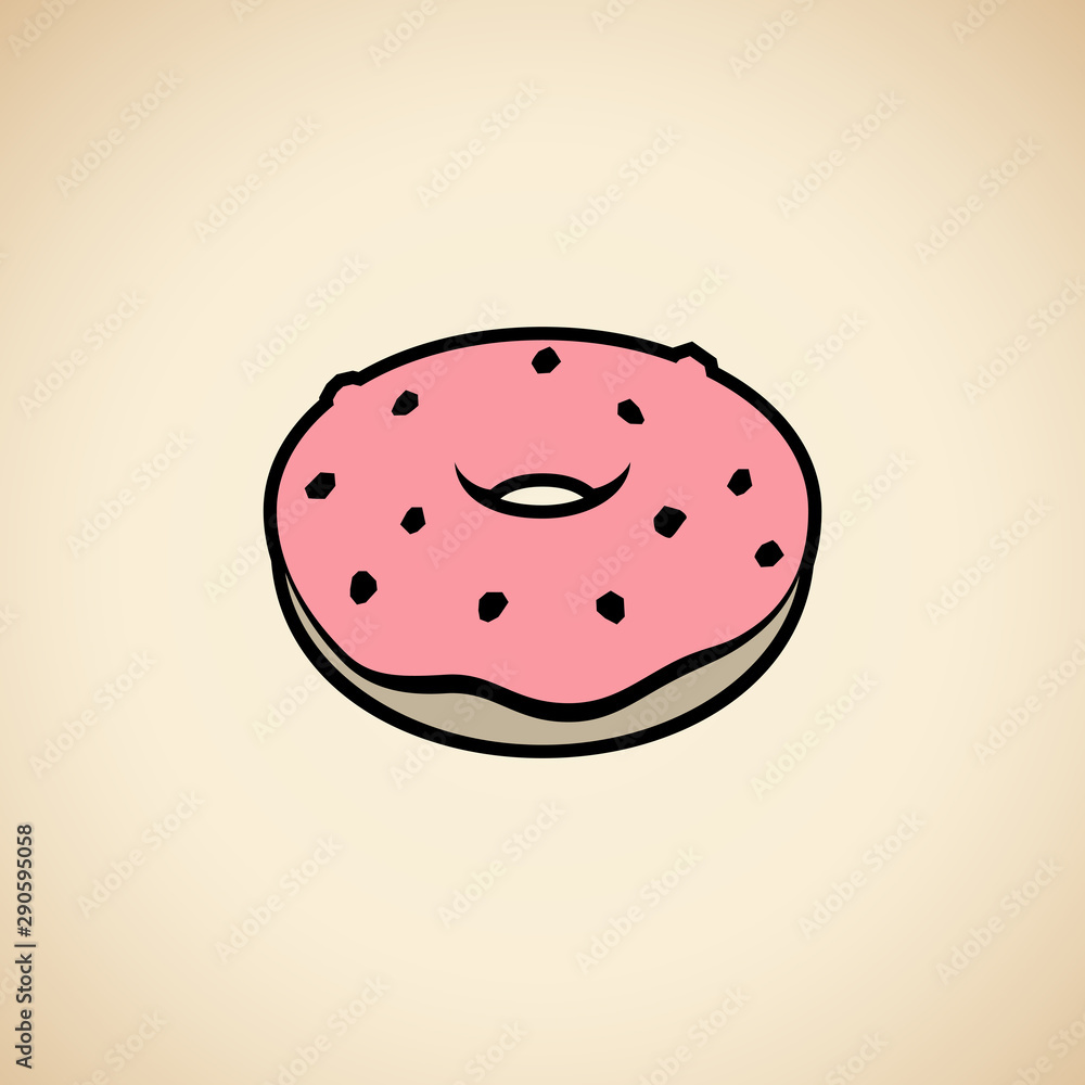 Doughnut Icon isolated on a Beige Background Illustration