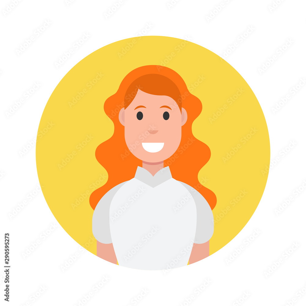 Female avatar on white background. Vector illustration. Female avatar on white background. Vector illustration.