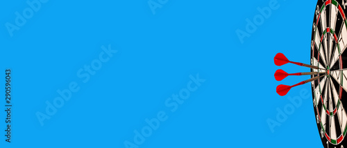 Arrows hit the target, blue marketing background, blue business background, extra long background