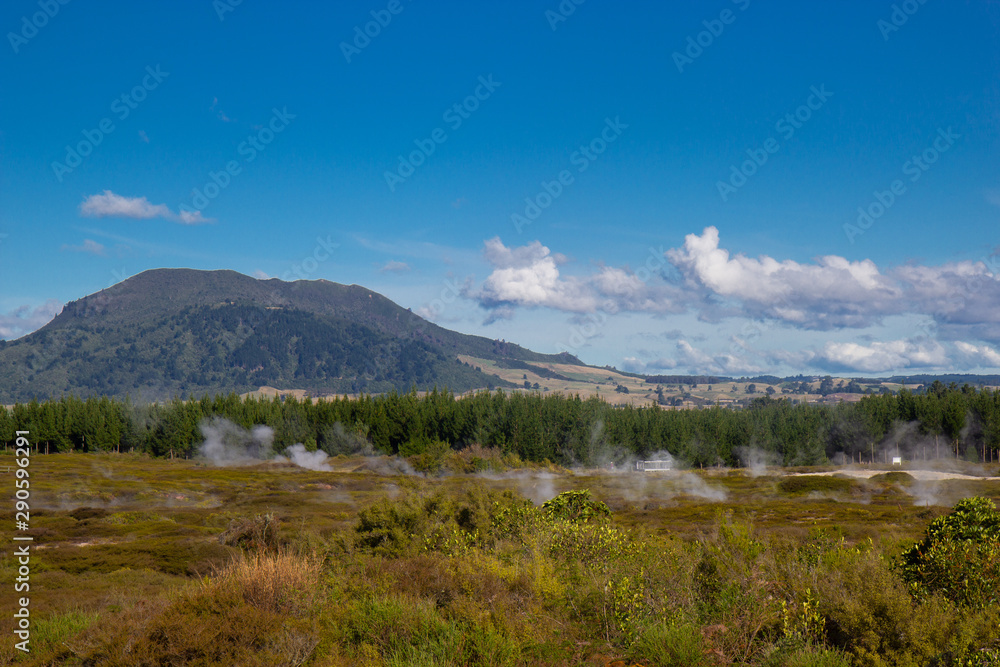 scenic view of Wairakei Thermal Valley, New Zealand scenic view of Wairakei Thermal Valley, New Zealand