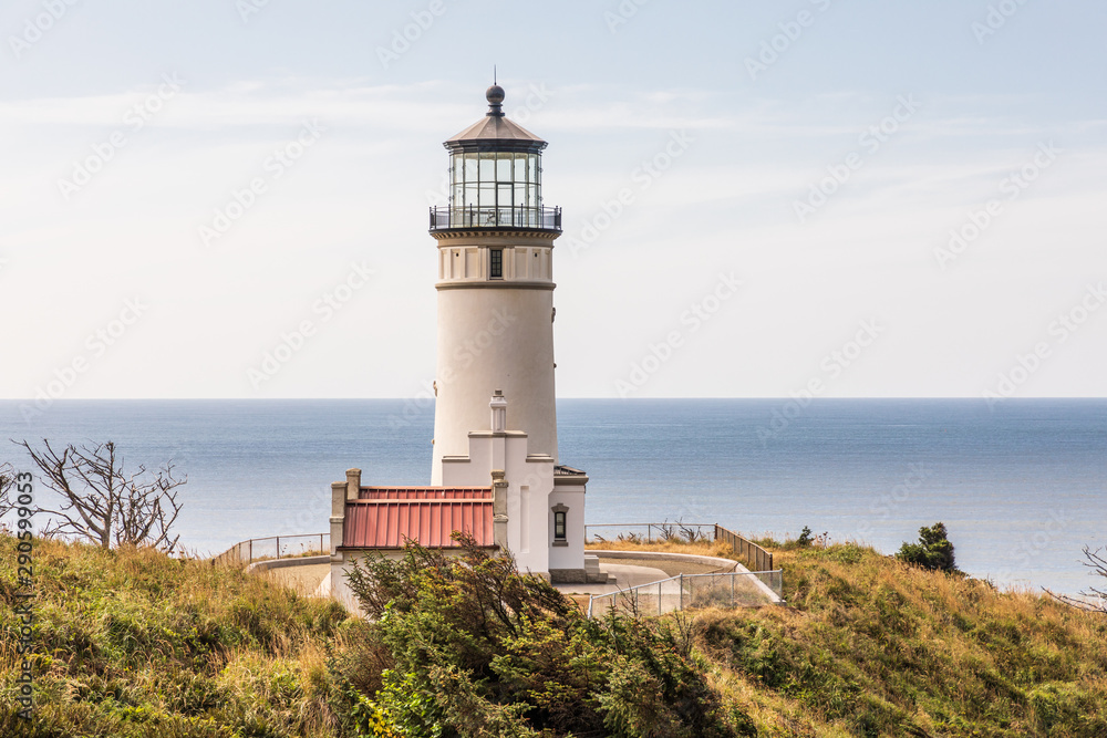 USA, Washington State, Ilwaco, Cape Disappointment State Park. North Head lighthouse overlooking the Pacific Ocean.