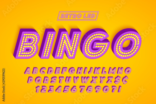 Retro led stripe font design, letters and numbers.