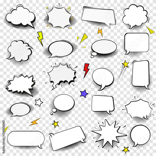 Set of empty comic style speech bubles.Design elements for poster, t shirt, banner. Vector image photo