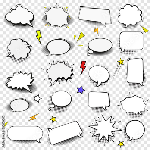 Set of empty comic style speech bubles.Design elements for poster, t shirt, banner. Vector image