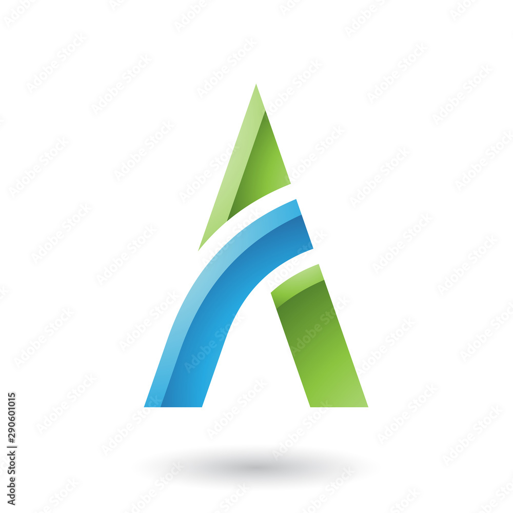 Green and Blue Letter A with a Bowed Stick Illustration Green and Blue Letter A with a Bowed Stick Illustration