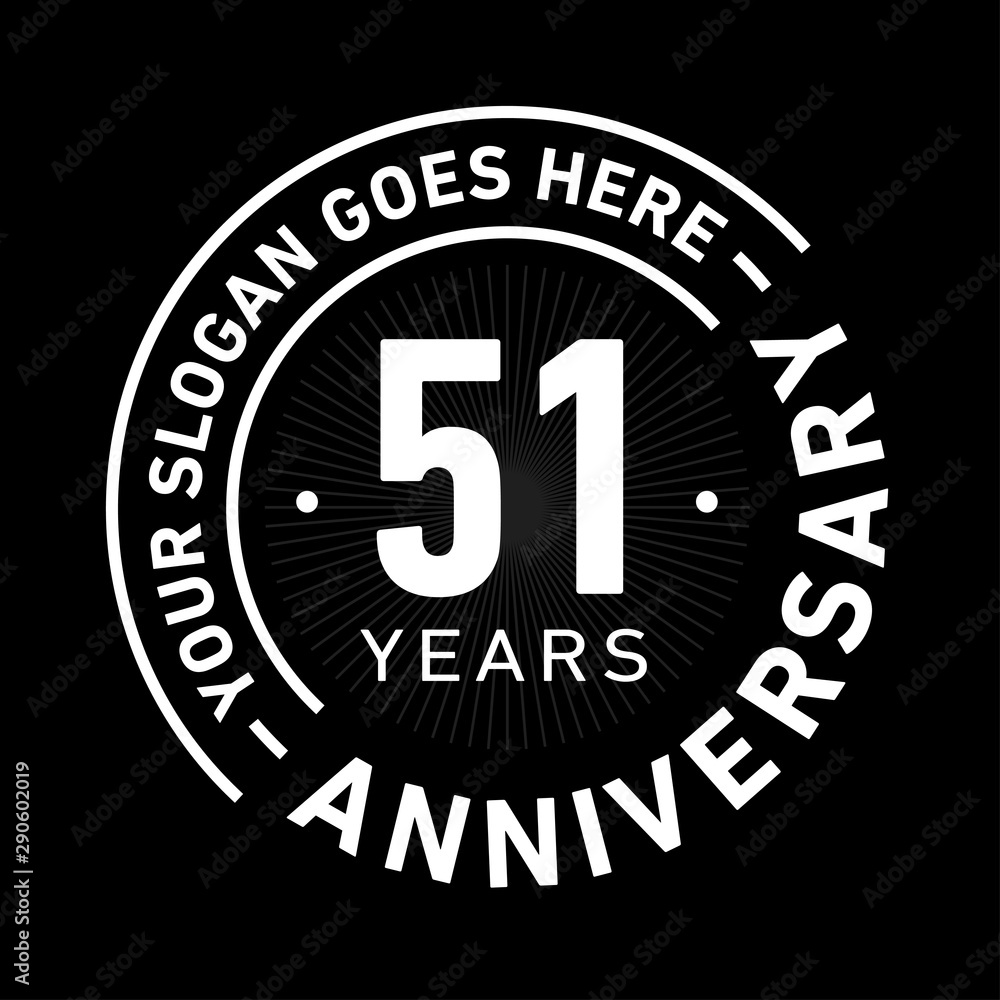 51 years anniversary logo template. Fifty-one years celebrating logotype. Black and white vector and illustration.