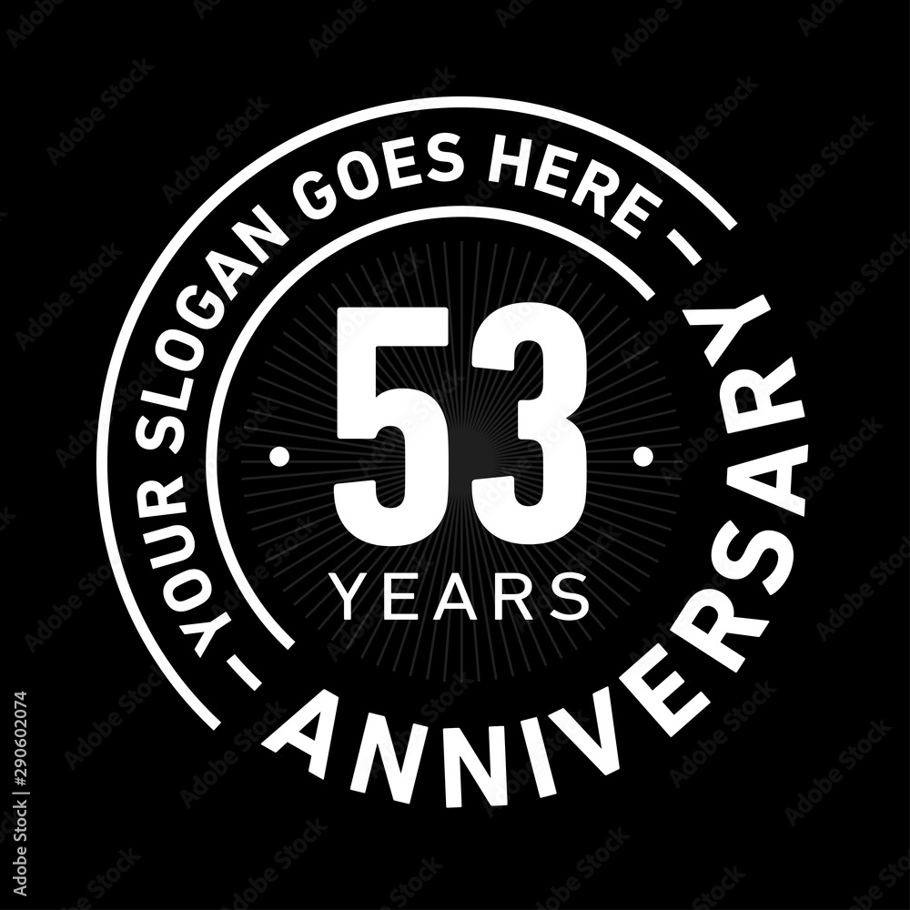 53 years anniversary logo template. Fifty-three years celebrating logotype. Black and white vector and illustration.