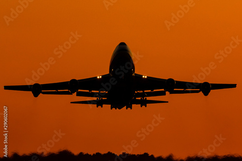 plane at sunset