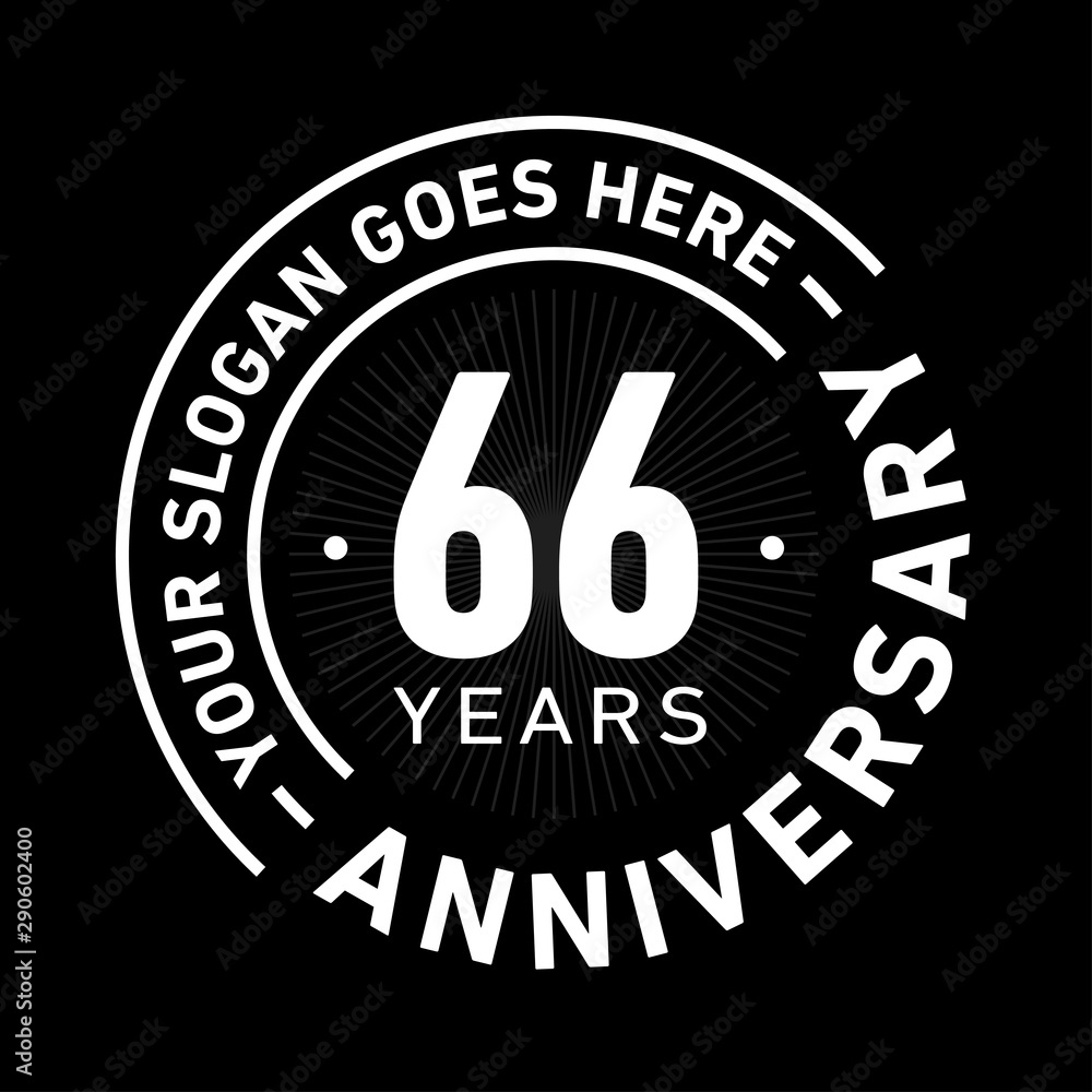 66 years anniversary logo template. Sixty-six years celebrating logotype. Black and white vector and illustration.