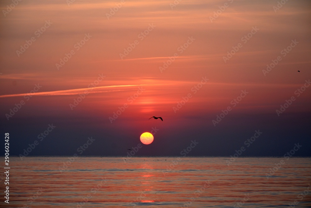 a beautiful sunrise at the seashore