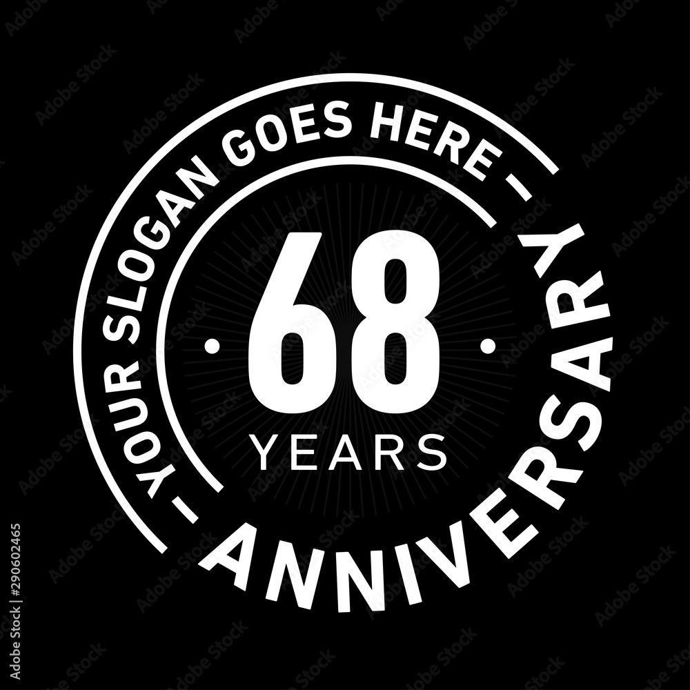 68 years anniversary logo template. Sixty-eight years celebrating logotype. Black and white vector and illustration.
