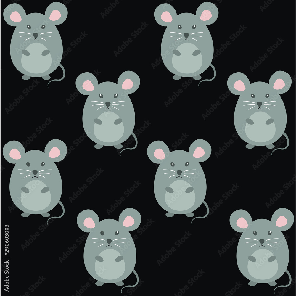 Fototapeta premium Cute grey mouse, vector illustration