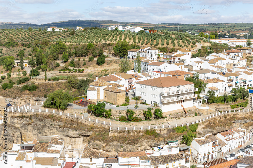 a view over Setenil de las Bodegas town, province of Cadiz, Andalusia, Spain