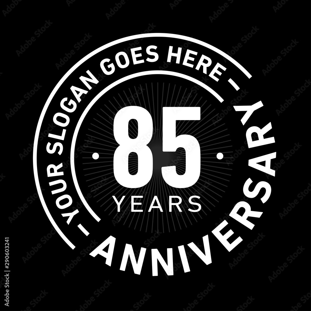 85 years anniversary logo template. Eighty-five years celebrating logotype. Black and white vector and illustration. 85 years anniversary logo template. Eighty-five years celebrating logotype. Black and white vector and illustration.